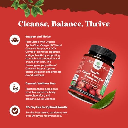 Cápsulas de Vinagre de Sidra de Manzana para Limpieza y Desintoxicación - Salud Digestiva y Pérdida de Peso con Cayena - 60 Cápsulas Extra Fuertes - imagen 4