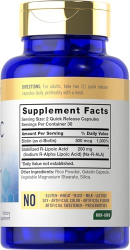 Ácido R-Lipoico Carlyle 200mg | 60 Cápsulas | RLA Estabilizado con Biotina | Sin OGM, Libre de Gluten - imagen 2