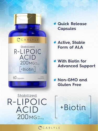 Ácido R-Lipoico Carlyle 200mg | 60 Cápsulas | RLA Estabilizado con Biotina | Sin OGM, Libre de Gluten - imagen 4