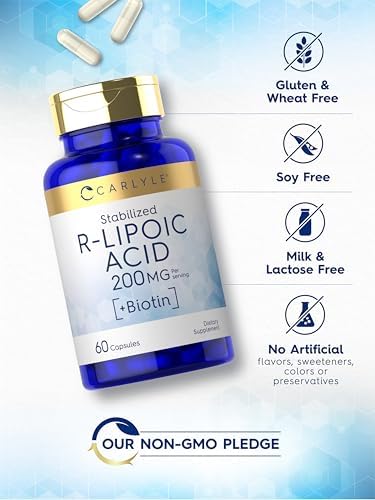 Ácido R-Lipoico Carlyle 200mg | 60 Cápsulas | RLA Estabilizado con Biotina | Sin OGM, Libre de Gluten - imagen 5