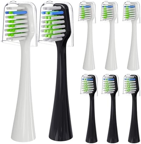 Cabezas de cepillo de dientes de repuesto compatibles con Aquasonic Duo Series/Centro Dental Eléctrico (NO para Duo PRO Series) - 4 Blancas y 4 Negras - imagen 1