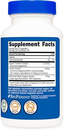 Nutricost Cúrcuma con BioPerine 90 Cápsulas - Extracto de Cúrcuma 95% Curcuminoides, Incluye Extracto de Pimienta Negra, Vegano, Sin OGM - imagen 5