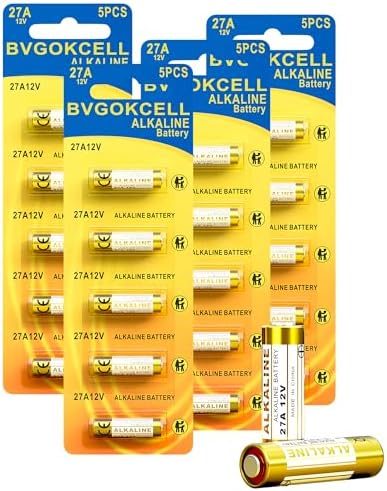 Bateria Alcalina Bvgokcell A27 27A 12V (Paquete de 20), LR27A MN27, Duradera para Control Remoto de Ventilador, Abridor de Garaje, Timbre, Llave - imagen 1