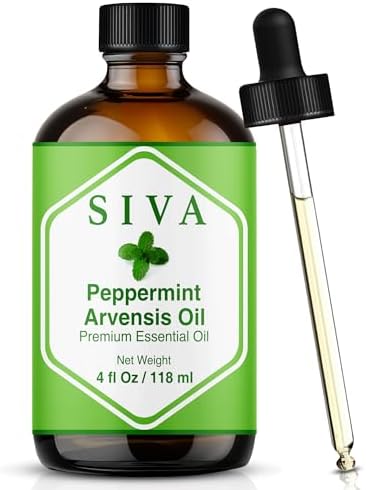 Aceite Esencial de Menta Arvensis Siva - 4 Fl Oz - 100% Natural para Difusor, Cuidado Facial, Aromaterapia, Masaje Corporal y Capilar - Incluye Gotero - imagen 1