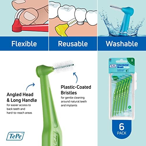 Cepillo Interdental TEPE Angulado, Pack de 6, 0.8 mm, Para Espacios Grandes, Verde, Tamaño 5 - imagen 5
