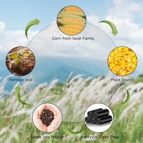 Bolsas de Basura Biodegradables Negras de 2.6 Galones - Paquete de 100 Bolsas Pequeñas para Baño, Cocina y Oficina, Compostables y Resistentes - imagen 3