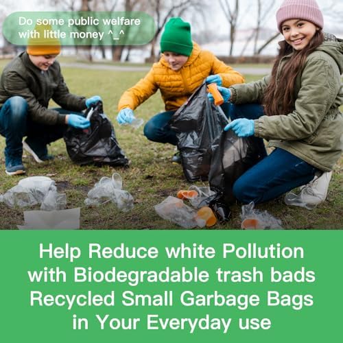 Bolsas de Basura Biodegradables Negras de 2.6 Galones - Paquete de 100 Bolsas Pequeñas para Baño, Cocina y Oficina, Compostables y Resistentes - imagen 7