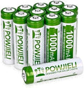 Baterías recargables AA Ni-MH POWJIELI 1.2V 1000mAh de alta capacidad, pre-cargadas, para luces solares de jardín (Paquete de 12) - imagen 1