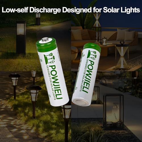 Baterías recargables AA Ni-MH POWJIELI 1.2V 1000mAh de alta capacidad, pre-cargadas, para luces solares de jardín (Paquete de 12) - imagen 4