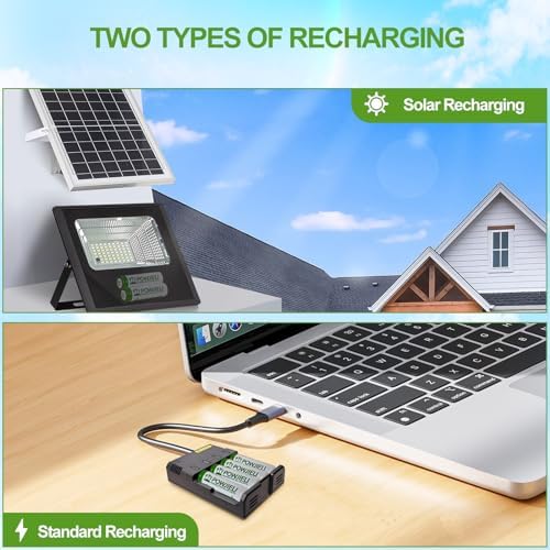 Baterías recargables AA Ni-MH POWJIELI 1.2V 1000mAh de alta capacidad, pre-cargadas, para luces solares de jardín (Paquete de 12) - imagen 5