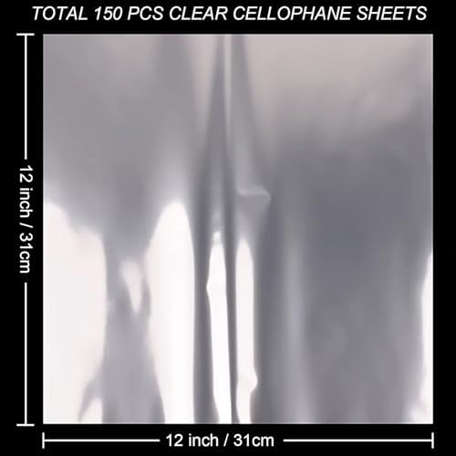 Hojas de Celofán SYOGUA de 150 Piezas, 12 x 12 Pulgadas, 3 Mil de Grosor, Envolturas Cristalinas para Dulces, Postres y Manualidades - imagen 2