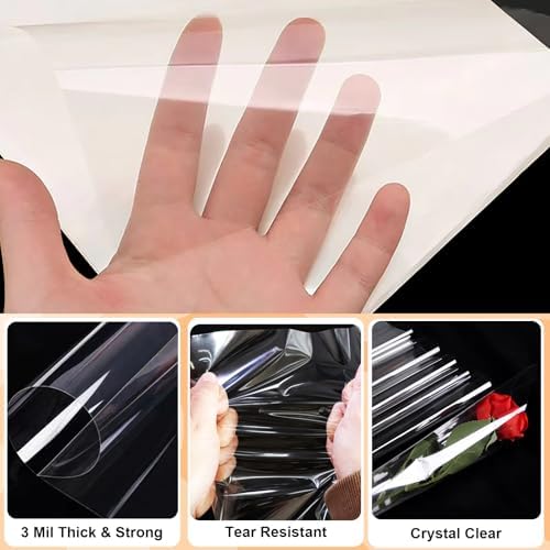 Hojas de Celofán SYOGUA de 150 Piezas, 12 x 12 Pulgadas, 3 Mil de Grosor, Envolturas Cristalinas para Dulces, Postres y Manualidades - imagen 3