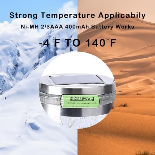 Batería Solar Henreepow 2/3AAA, Recargable 400mAh 1.2V, Paquete de 4 Baterías de Baja Autodescarga para Luces Solares Exteriores (No son Baterías AAA) - imagen 7