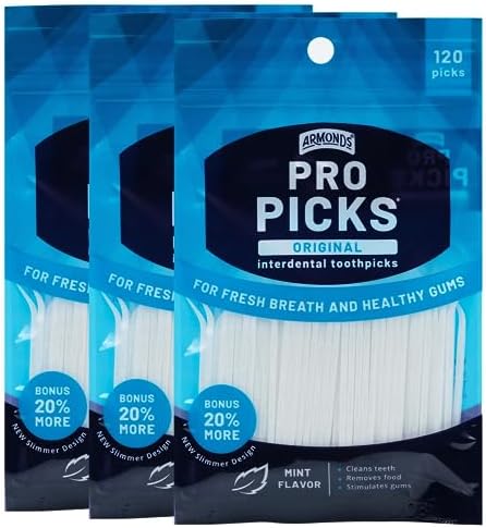Palillos Dentales Originales Armonds ProPicks para Limpieza - Palillos Desechables de Plástico para Dientes y Encías - Sabor a Menta Fresca - 3 - imagen 1