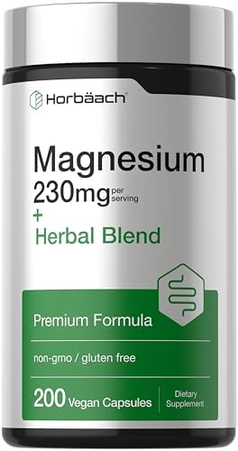 Horbaach Magnesio 230mg | Mezcla Herbal Plus | 200 Cápsulas Veganas | Suplemento Sin OGM y Sin Gluten - imagen 1