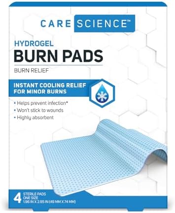 Apósitos Estériles de Hidrogel Care Science para Quemaduras, 4 piezas | Alivio Instantáneo y Refrescante para Quemaduras y Heridas Menores - imagen 1