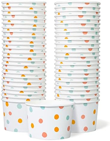 Tazas de Papel para Helado MATICAN - Paquete de 50, 9 Oz, Desechables para Postres Fríos o Calientes, Tazas para Sundae, Yogur Helado, Sopa, Lunares - imagen 1