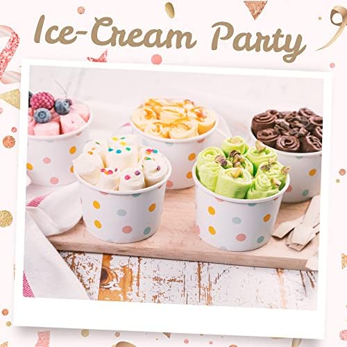 Tazas de Papel para Helado MATICAN - Paquete de 50, 9 Oz, Desechables para Postres Fríos o Calientes, Tazas para Sundae, Yogur Helado, Sopa, Lunares - imagen 2