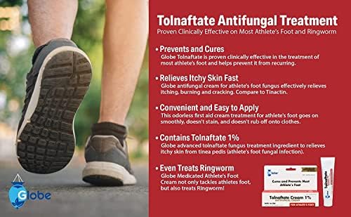 Paquete de 6 Crema Tolnaftato 1% Globe de 1 oz, Tratamiento Antifúngico, Efectivo Clínicamente en Pie de Atleta y Tiña, Comparable a la Marca Líder - imagen 3