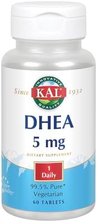 Tabletas KAL DHEA 5 mg - Suplemento DHEA 5mg para Mujeres y Hombres, 99.5% Puro, Soporte Natural Diario, Vegetariano - 60 Tabletas - imagen 1