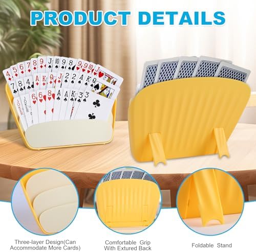 FYCQER 2 Piezas Soporte de Cartas, 3 Capas Plegable y Portátil para Poker, UNO, Canasta y Juegos de Cartas, Ideal para Noches de Juegos en Familia y - imagen 3
