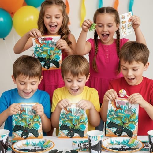Bolsas de Regalo Únicas de Cómo Entrenar a Tu Dragón - Paquete de 16 - Suministros y Decoraciones para Fiestas de Cumpleaños - Licencia Oficial - - imagen 3