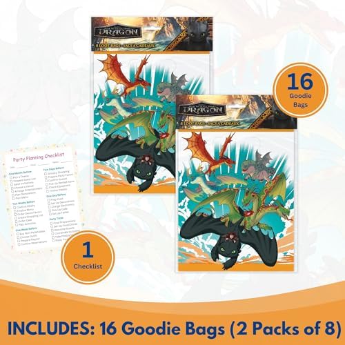 Bolsas de Regalo Únicas de Cómo Entrenar a Tu Dragón - Paquete de 16 - Suministros y Decoraciones para Fiestas de Cumpleaños - Licencia Oficial - - imagen 4
