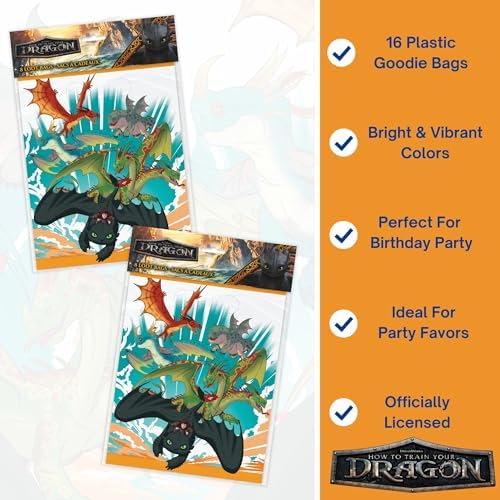 Bolsas de Regalo Únicas de Cómo Entrenar a Tu Dragón - Paquete de 16 - Suministros y Decoraciones para Fiestas de Cumpleaños - Licencia Oficial - - imagen 6