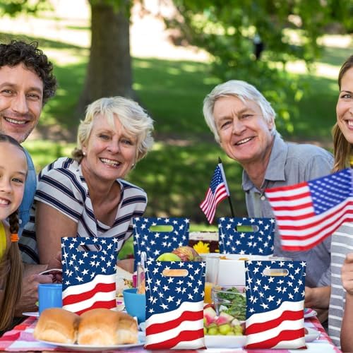 50 Piezas de Bolsas de Favor para Fiesta del 4 de Julio, Bolsas de Plástico Patrióticas con Bandera Americana, Regalos Rojos, Blancos y Azules para - imagen 6