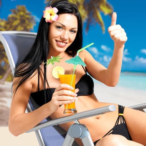 [100 Pzs] Sombrillas de Cóctel con Popotes y Palillos - Popote Colorido de 9.45 y Sombrilla de 4 para Bebidas, Decoraciones de Fiesta Luau, Tropical, - imagen 5