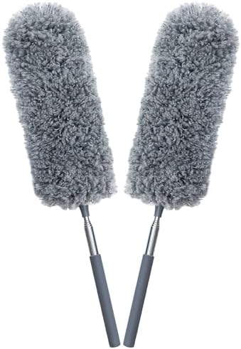 Paquete de 2 Plumero Mini de Microfibra con Mango Extensible, Lavables a Mano, Herramientas de Limpieza para Oficina, Auto, Ventanas y Muebles - imagen 1