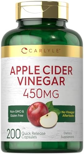 Cápsulas de Vinagre de Sidra de Manzana Carlyle | 450mg | 200 Píldoras | Suplemento Sin OGM y Libre de Gluten - imagen 1
