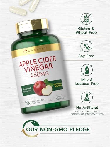 Cápsulas de Vinagre de Sidra de Manzana Carlyle | 450mg | 200 Píldoras | Suplemento Sin OGM y Libre de Gluten - imagen 5
