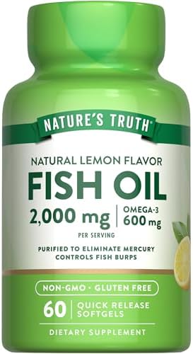 Suplemento de Aceite de Pescado Omega 3 de Nature's Truth | 2000mg | 60 Cápsulas Blandas | EPA y DHA | Sabor a Limón | Sin OGM y Sin Gluten - imagen 1