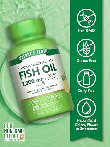 Suplemento de Aceite de Pescado Omega 3 de Nature's Truth | 2000mg | 60 Cápsulas Blandas | EPA y DHA | Sabor a Limón | Sin OGM y Sin Gluten - imagen 3