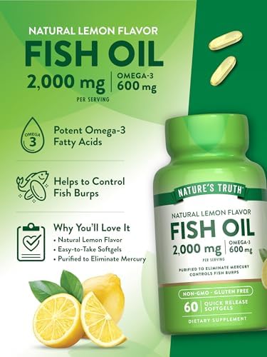 Suplemento de Aceite de Pescado Omega 3 de Nature's Truth | 2000mg | 60 Cápsulas Blandas | EPA y DHA | Sabor a Limón | Sin OGM y Sin Gluten - imagen 5