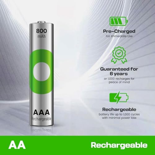 Baterías Recargables AAA RECYKO 800mAh – Pre-Cargadas – Reutilizables 1000+ Veces – Mantiene Carga Hasta 6 Años – Paquete de 8 - imagen 6