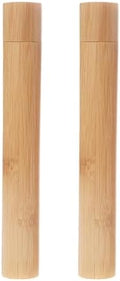 Soporte de Dientes de Bambú Natural - 2 Piezas, Estuche Reutilizable y Portátil con Tapa, Organizador para Viajes y Limpieza Personal - imagen 1