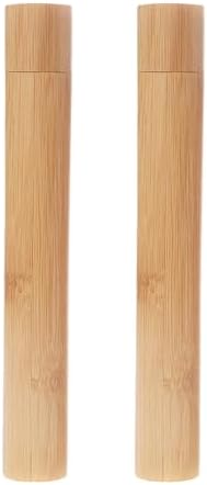 Soporte de Dientes de Bambú Natural - 2 Piezas, Estuche Reutilizable y Portátil con Tapa, Organizador para Viajes y Limpieza Personal - imagen 1