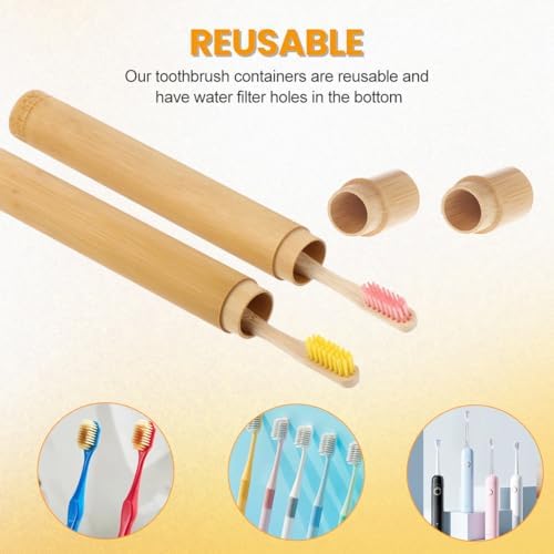 Soporte de Dientes de Bambú Natural - 2 Piezas, Estuche Reutilizable y Portátil con Tapa, Organizador para Viajes y Limpieza Personal - imagen 8