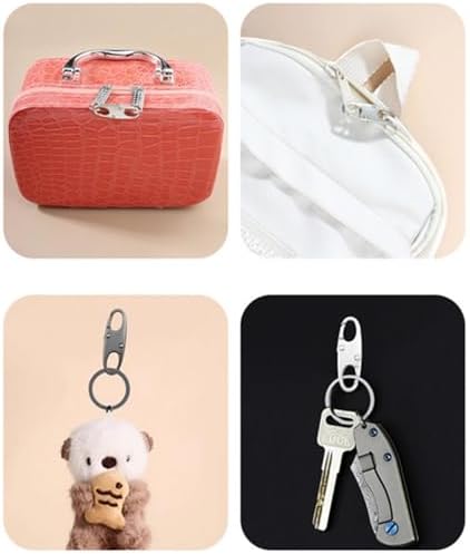 8 Piezas de Clips Antirrobo para Cremalleras con Doble Mosquetón de Aleación, Reemplazo para Cremalleras de Bolsa, Llave y Equipaje (Plateado+Negro) - imagen 5