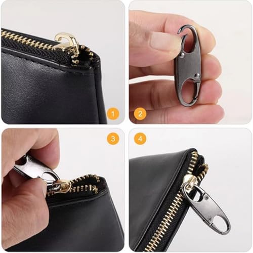 8 Piezas de Clips Antirrobo para Cremalleras con Doble Mosquetón de Aleación, Reemplazo para Cremalleras de Bolsa, Llave y Equipaje (Plateado+Negro) - imagen 8