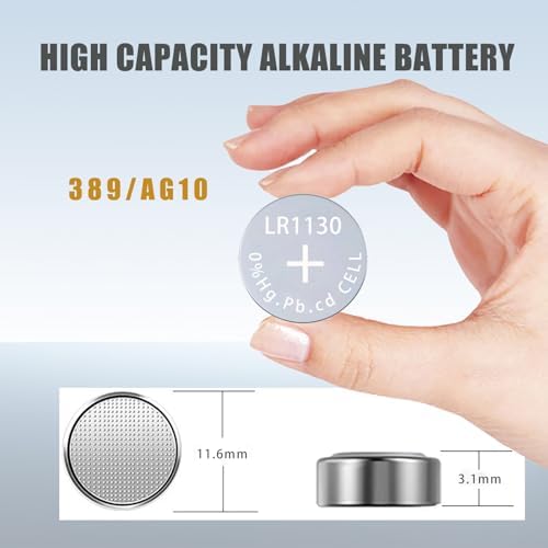 Baterías HoootCell LR1130 L1131f SR1130 L1131c 389/390 G10 LR54 1.5 Volt Alcalinas Botón AG10 (Paquete de 15) - imagen 5