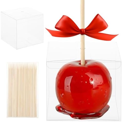 Cajas de Regalo Transparentes Wizia de 20 Piezas para Manzanas de Caramelo, 4x4x4 Pulgadas, Contenedores Plásticos para Postres, Fiestas y Regalos - imagen 1