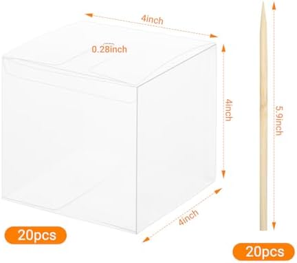 Cajas de Regalo Transparentes Wizia de 20 Piezas para Manzanas de Caramelo, 4x4x4 Pulgadas, Contenedores Plásticos para Postres, Fiestas y Regalos - imagen 2