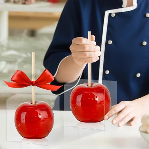 Cajas de Regalo Transparentes Wizia de 20 Piezas para Manzanas de Caramelo, 4x4x4 Pulgadas, Contenedores Plásticos para Postres, Fiestas y Regalos - imagen 4