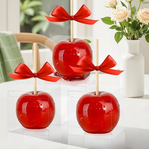 Cajas de Regalo Transparentes Wizia de 20 Piezas para Manzanas de Caramelo, 4x4x4 Pulgadas, Contenedores Plásticos para Postres, Fiestas y Regalos - imagen 5