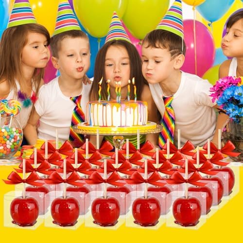 Cajas de Regalo Transparentes Wizia de 20 Piezas para Manzanas de Caramelo, 4x4x4 Pulgadas, Contenedores Plásticos para Postres, Fiestas y Regalos - imagen 6