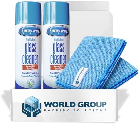 Limpiador de Vidrios World Group Packing Solutions, Espuma Limpiadora 19oz - Paquete de 2 - Aroma Fresco - Incluye 2 Paños de Microfibra - imagen 2