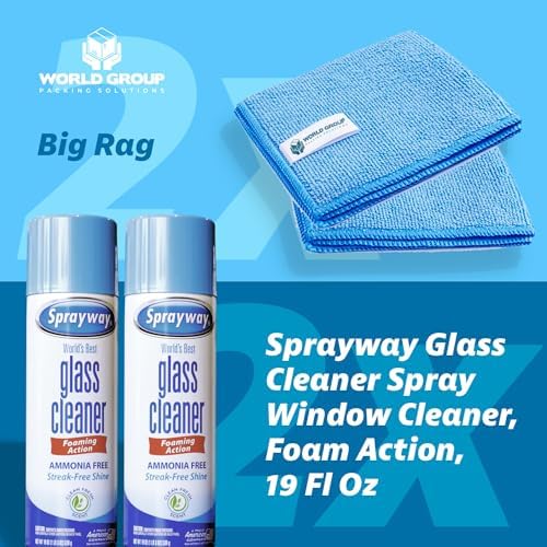Limpiador de Vidrios World Group Packing Solutions, Espuma Limpiadora 19oz - Paquete de 2 - Aroma Fresco - Incluye 2 Paños de Microfibra - imagen 7